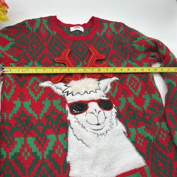 Holiday Time Ugly Sweater Llama with sunglasses scarf and tail Men's Size M - Picture 8 of 10